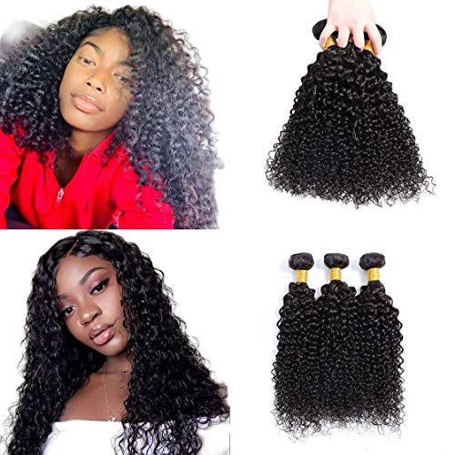 Selina 3 Bundles 14 14 14 inch Kinky Curly Bundles Curly Human Hair Bundles Unprocessed Remy Hair Extensions Brazilian Virgin Human Hair 100 Gram/Bundle Natural Color (14 14 14 inch, Curly)