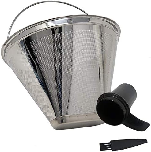 GOLDTONE Stainless Steel Coffee Filter - No.4 Cone Style Permanent Metal Reusable Coffee Filter for Cuisinart Coffee Makers - Includes Scoop and Brush
