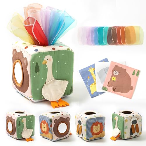 Youuys Baby Tissue Box Toy for Babies 6-12 Months - Montessori Toys Baby Tissue Box Sensory Toys for 1 Year Old - Baby Boy Girl Gifts for Babies 6 12 18 Months Old