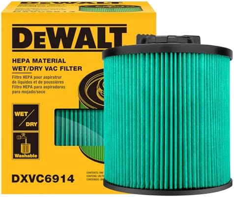 DEWALT Shop Vac Filters, High Efficiency HEPA Cartridge Filter, DXVC6914 Replacement Filter for Dewalt 6-16 Gallon Wet and Dry Vacuum
