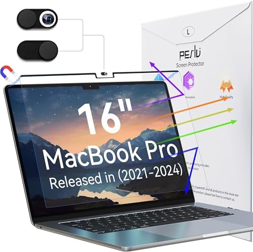 Magnetic Anti Blue Light Screen Protector for MacBook Pro 16 Inch (2021-2024, M1, M2, M3, M4), Removable Glare Filter for 16.2" Mac Laptop Computer