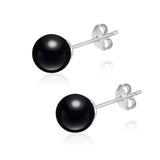 Black Onyx Earrings for Women 8mm Sterling Silver Hypoallergenic Obsidian Stud Earrings Handmade Gemstone Earrings Obsidian Jewelry Christmas Gifts for Women Girls