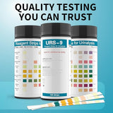 URS 9-in-1 Urine Test Strips 9 Parameters Testing UTI, Protein/Leukocytes/Nitrite/pH, 100 CT