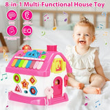 Aitbay Toys for 1 Year Old Girl Gifts: Baby Musical Toys 6-12 12-18 Months 8-in-1 Multi-Functional House - Montessori Educational Toys for Toddlers 1-3 - First Christmas 1st Birthday Gifts