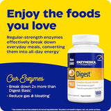 Enzymedica Digest, Full-Range, Everyday Digestive Enzymes, Offers Fast-Acting Gas & Bloating Relief, 180 Count