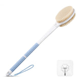 Back Scrubber Body Shower Brush: Anti Slip Long Handle Bath Brush with Stiff and Soft Bristles - Showering Exfoliator for Women, Men, Elderly (Blue)