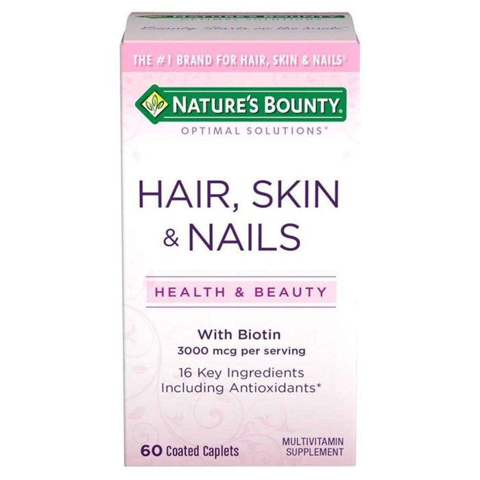 Nature's Bounty Optimal Solutions Hair, Skin & Nails Formula, 120 Coated Caplets (2 X 60 Count)