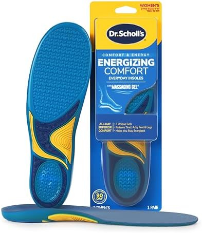 Dr. Scholl’s Energizing Comfort Women’s Everyday Insoles with Massaging Gel - Clinically Proven, All-Day Energy and Comfort Inserts with Patented Triple Gel Design - Shock Absorbing, Arch Support
