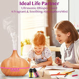 Ultrasonic Essential Oil Diffusers，550ml Diffuser Gift Set & Top 10 Essential Oils, Aromatherapy Diffuser Humidifier with 4 Timer &Auto Shut-Off for & 15 Ambient Light