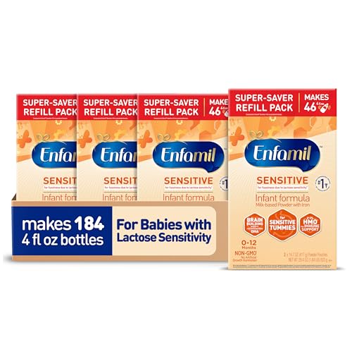 Enfamil Sensitive Baby Formula with DHA, Iron & Prebiotics to help support Brain & Immune Support. Lactose Sensitivity Infant Formula Inspired by Breast Milk, Non-GMO, Powder Refill Box, 117.6 Oz