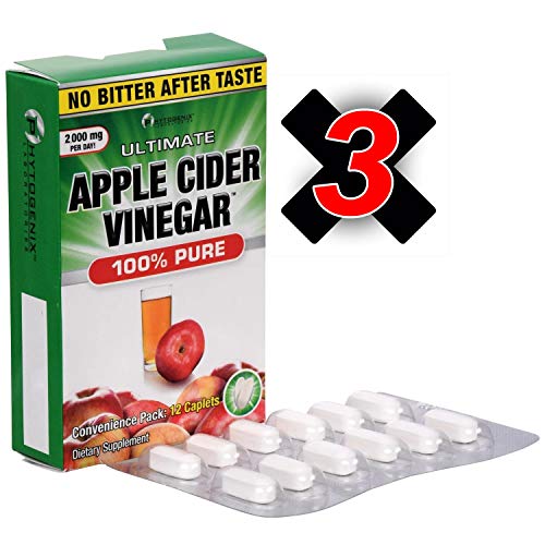 Phytogenix Laboratories Ultimate Apple Cider Vinegar Tablets, 12-ct.(Pack of 3)