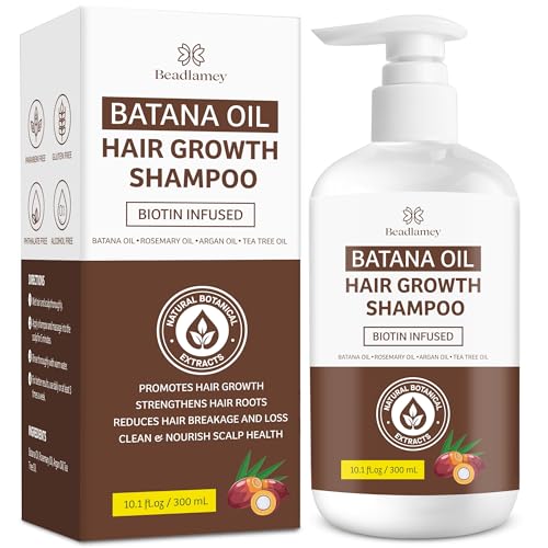 Batana Oil Hair Growth Shampoo: Natural Hair Loss Shampoo for Thinning Hair for Women and Men - Daily Hair Care at Home - 10.1 fl.oz