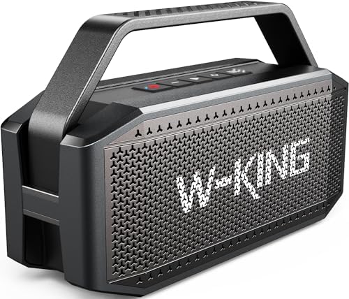 Portable Bluetooth Speaker Wireless, W-KING 80W PEAK IPX6 Waterproof Loud Bluetooth Speaker with 2 Full-Range Drivers/Rich Bass,2 Pairing/30H/U-Disk/TF Card/AUX/EQ, Party Boombox Outdoor Large Speaker