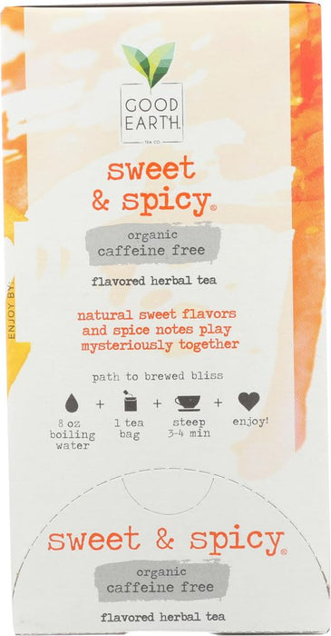 GOOD EARTH Teas, Organic Herbal Tea, Sweet & Spicy, Caffeine Free, 18 Tea Bags, 1.3oz