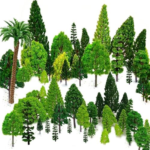 Mixed Model Trees, 29pcs, 1.5-6 inch(4-16 cm), Ho Scale Bushes, Diorama Supplies, Plastic Trees for Projects, Model Train Scenery with No Bases