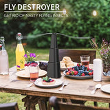 chemotex Fly Fan for Tables Fly Fan for Outdoor Keeps Flies Away Fly Repellent Fans for Outdoor Table Top Bug Repellent Fan with Holographic Blades for Outside, Patios (Black, 2Packs)