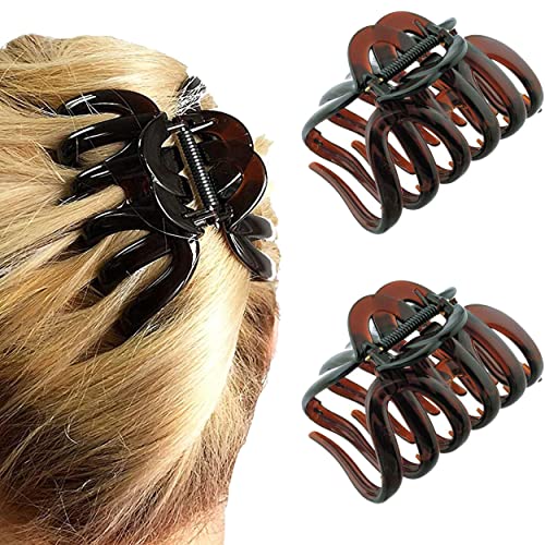 Camila Paris AD718 2PK French Octopus Hair Clip, Large Hair Clips for Thick Hair, Girls Big Hair Claw Clip for Long Hair, Durable Hair Clips for Women for Thick Hair Strong No-Slip Grip Made in France