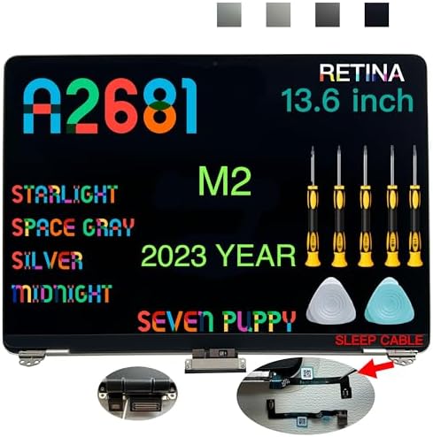 Replacement for Air 13.6" M2 2022 A2681 EMC 4074 13.6 inches 2560x1664 Full LCD Screen Display Complete Assembly (Starlight)