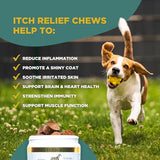 PetScy - Dog Itch Relief with Fatty Acids, EPA, DHA, & Omega, Nutritional Support, Chews for All Ages, Pork Flavor, 30 Chews