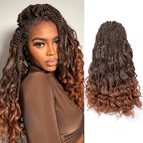 ToyoTress Boho Island Twist Crochet Hair - 18 Inch 8 Packs Long Ombre Brown Boho Havana Twist Crochet Braids Synthetic Braiding Hair (18 Inch,T30-8P)