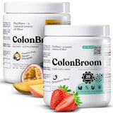ColonBroom Psyllium Husk Powders (Strawberry & Tropical Fruits, 120 Servings) Colon Cleanse for Bloating Relief & Gut Health - Colon Broom Fiber Powder Drink - Vegan, Non-GMO Fiber Powder Supplement