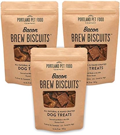 CRAFTED BY HUMANS LOVED BY DOGS Portland Pet Food Company Brew Biscuit Dog Treats (3 x 5 oz Bags Multipack) – Bacon Flavor –All Natural, Human-Grade, USA-Sourced and Made
