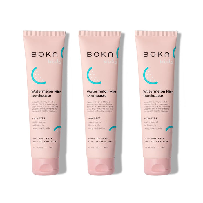Boka Fluoride Free Toothpaste Nano Hydroxyapatite, Helps Remineralize, Appropriate for Sensitive Teeth, Whitening - for Adult, Kids Oral Care - Watermelon Mint Flavor, 4oz 3Pk - US Manufactured