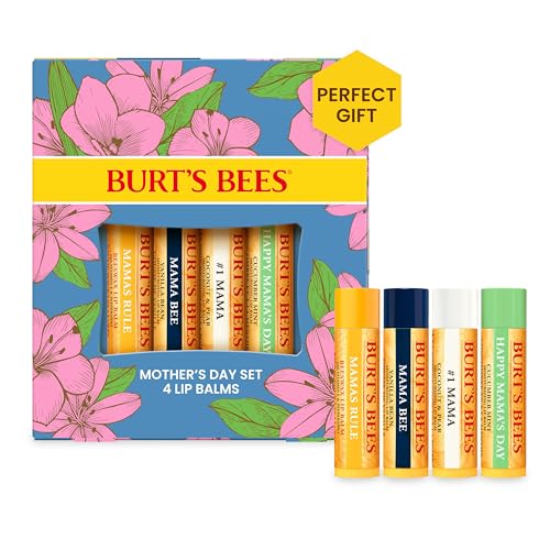 Burt's Bees Valentines Day Gifts Ideas - Balm Bouquet Lip Balm Set, Original Beeswax, Vanilla Bean, Cucumber Mint, Coconut & Pear Pack, Natural Origin Lip Treatment, 4 Tubes, 0.15 oz.