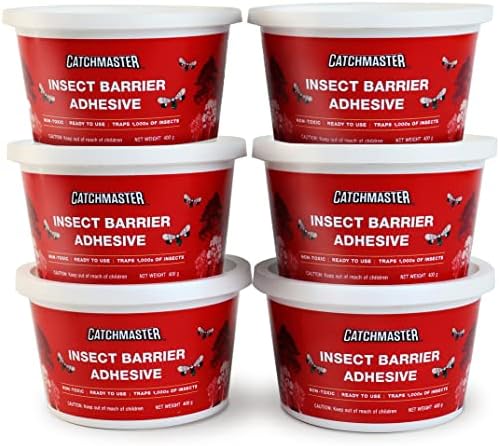 Catchmaster Tree Banding Insect Barrier 6Pk, 15oz Pails, Lanternfly & Ant Traps, Outdoor Adhesive Crawling Insect Trap, Glue Traps to Protect Trees, Fruit & Plants