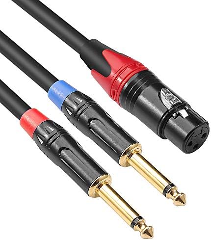 Disino XLR Female to Dual 1/4 inch Y Splitter Cable,Female XLR to Double 6.35mm Mono TS Plug Mic Audio Converter Adapter Cord - 3.3 feet