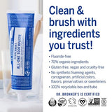 DR. BRONNER'S - All-One Toothpaste (Peppermint, 5 Ounce, 3-Pack) - 70% Organic Ingredients, Natural and Effective, Fluoride-Free, SLS-Free, Helps Freshen Breath, Reduce Plaque, Whiten Teeth, Vegan