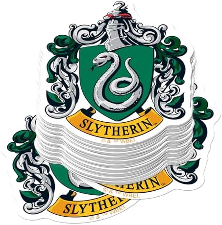 Harry Potter Slytherin Crest 50ct Vinyl Large Deluxe Sticker Pack Stacked – Stickers for Laptops, Water Bottles, Scrapbooking, Skateboards, Indoor/Outdoor – Officially Licensed