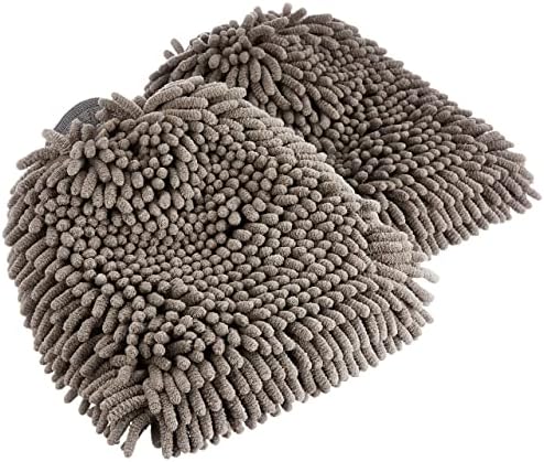 Amazon Basics Absorbent Microfiber Car Wash Drying Mitts, 2 Pack, Gray, 10.44" L x 9.06" W