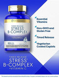 Carlyle Stress B Complex Vitamin Supplement | 180 Caplets | with Vitamin C | Non-GMO and Gluten Free