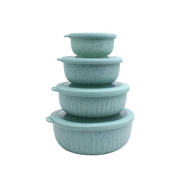 COOK WITH COLOR Prep Bowls with Lids- Wide and Deep Nesting Plastic Small Mixing Bowl Set with Lids, 8 Piece Set - Wide Bowls, Speckled Mint