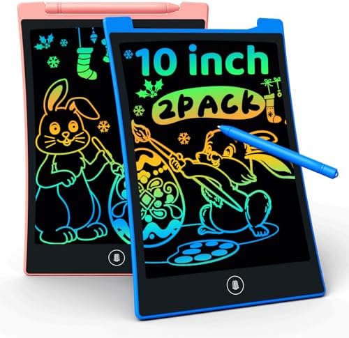 KOKODI Kids Toys 2 Pcs 10 Inch LCD Writing Tablet, Colorful Toddler Drawing Pad Doodle Board Erasable, Educational Learning Toys Birthday Gifts for Boys Girls Ages 3 4 5 6 7 8 (Blue & Pink)