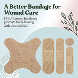 FEBU Eco-Friendly Organic Bamboo Fabric Bandages for Sensitive Skin | PFAS Free Bandages for Scrapes & Cuts | Flexible Latex Free Bandages | Compostable | 200 Count Bulk Variety Pack