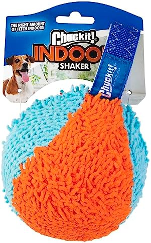 Chuckit! Indoor Fetch Shaker Dog Toy (7.5 Inch), Orange and Blue