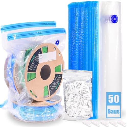 OVV3D Filament Storage Bags Kit 105pcs, 50 Bags Plus Size 32x34cm 3D Printer Filament Storage Vacuum Sealed Kit with 50pcs Desiccant, Perfect for 3D Filament Storage or Using After Filament Dryer Box