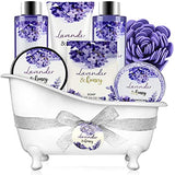 Bath and Body Gift Set - Lavender Gifts for Women, Body & Earth Bath & Shower Sets, 8 Pcs Lavender Honey Gift Sets with Bubble Bath, Lotion Set, Soap, Spa Kit for Women, Mothers Day Gifts for Mom