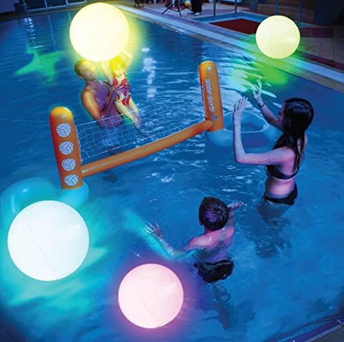 Pool Toys - 4 Pack Light Up Beach Balls for Kids w/ 8 Light Modes, Pool Beach Games Balls for Outdoor or Indoor Activities, Glow in The Dark Pool Beach Decorations for Kids and Adults