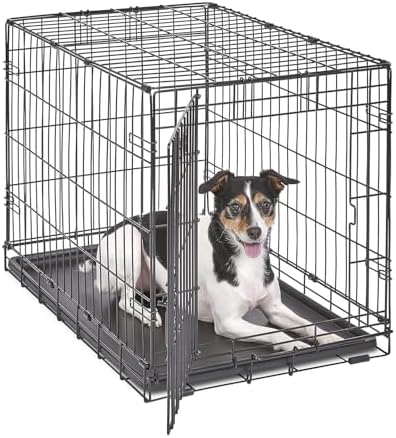 MidWest Homes for Pets Newly Enhanced Single Door iCrate Dog Crate, Includes Leak-Proof Pan, Floor Protecting Feet , Divider Pane l & New Patented Features