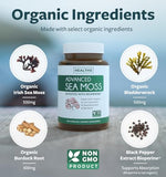 Irish Sea Moss Capsules (Non-GMO) Organic Irish Seamoss, Bladderwrack & Burdock, With BioPerine Black Pepper Extract For Extra Absorption - Raw Vegan Supplement - 180 Capsules (No Pills or Gel)