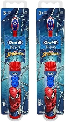 Oral-B Kid's Battery Toothbrush Featuring Marvel's Spiderman, Soft Bristles, for Kids 3+ (Pack of 2)