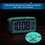 Peakeep Night Light Digital Alarm Clock Battery Operated with Indoor Temperature, Desk Small Clock (Mint)