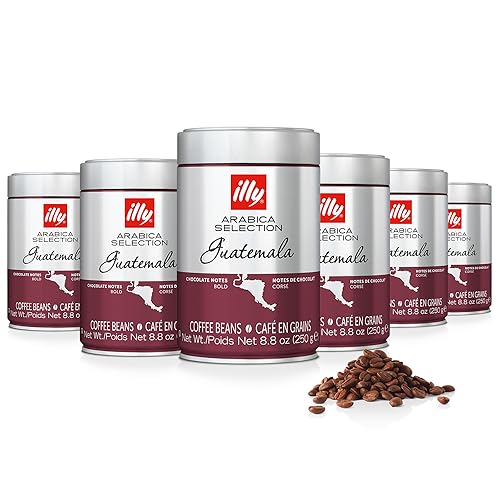 illy Whole Bean Coffee - Perfectly Roasted Whole Coffee Beans – Guatemala Dark Roast - with Notes of Chocolate – Complex & Balanced - 100% Arabica Coffee - No Preservatives – 8.8 Ounce, 6 Pack