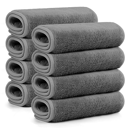 Makeup Remover Cloth Pack of 8, Soft Microfiber Makeup Remover Towels,13x7 inch Reusable Facial Cleansing Cloths for All Skin Types,Gray