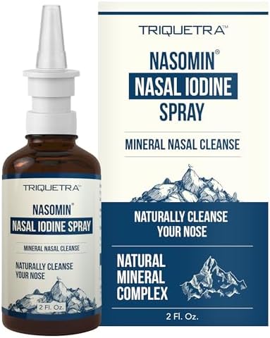Nasomin® Nasal Iodine – Nasal Antiseptic Spray – Neutralize Your Nose of Germs - Iodine + Fulvic Acid Blend -150+ Uses Per Bottle – 100% Natural Mineral Complex – (2 oz. Bottle + Nasal Sprayer)