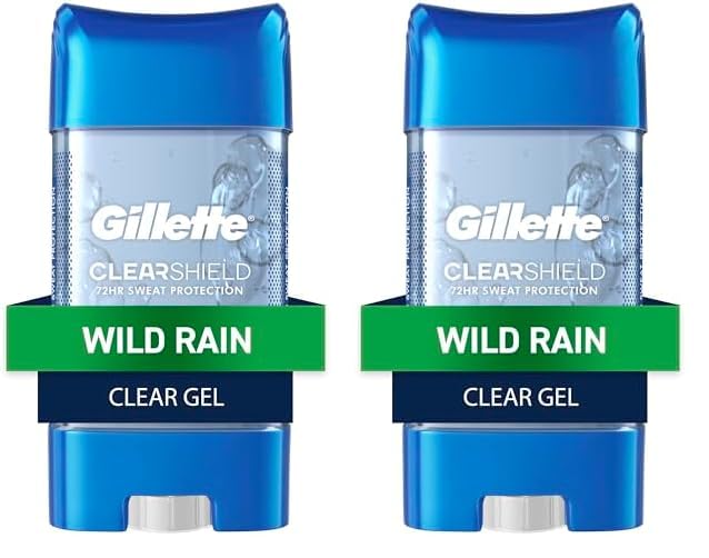 Gillette Antiperspirant and Deodorant for Men, Clear Gel, Wild Rain Scent, 3.8 oz (Pack of 2)
