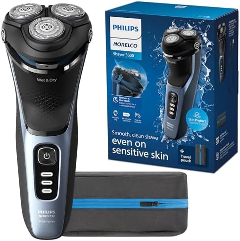 Philips Norelco Shaver 3600, Rechargeable Wet & Dry Electric Shaver with Pop-Up Trimmer, Travel Storage Pouch and Protective Cap, S3243/91